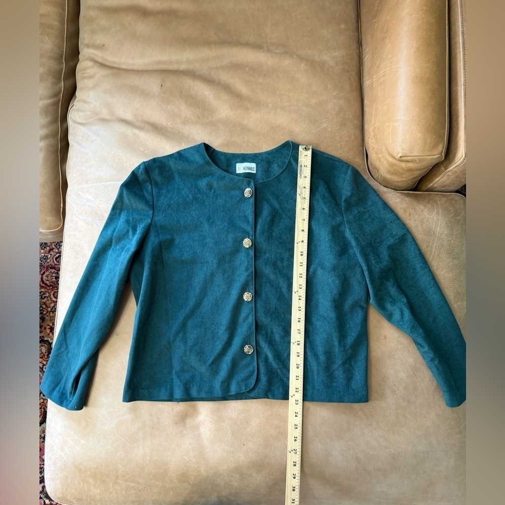 1980's Inseparables Womens Shirt Jacket Dark Teal Gold Rose Buttons Womens Sz 18 - Picture 4 of 7